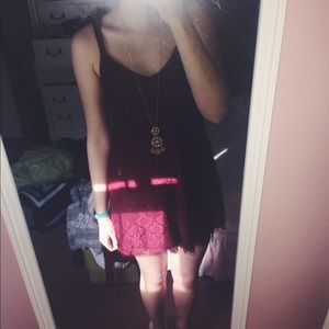 Francescas Maroon Lace Dress